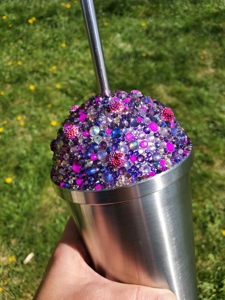 Rhinestoned Lid w/Cup
