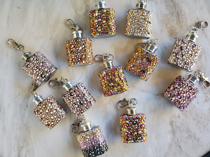 Rhinestoned Keychain Flask