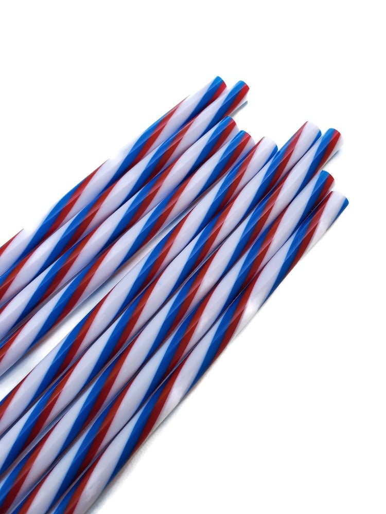 Light Blue & Red Candy Cane Stripes Stirring Straws